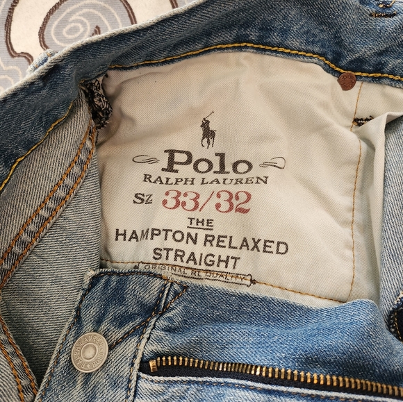 SOLD! Polo Ralph Lauren 33x32 Hampton Relaxed Straight Distressed Blue Jeans NWT - Picture 8 of 12